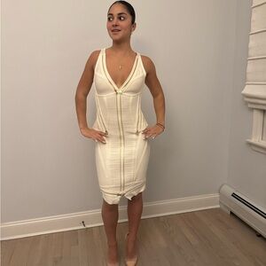 Herve Leger Cream Backless Dress